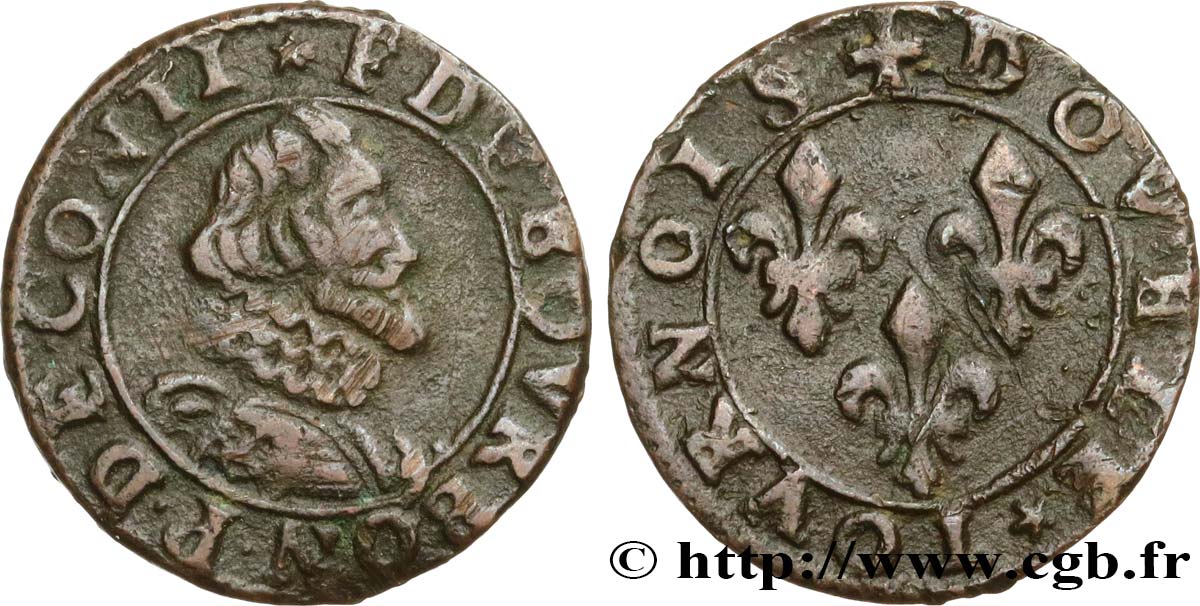 PRINCIPALITY OF CHATEAU-REGNAULT - FRANCIS OF BOURBON-CONTI Double tournois, type 12 XF