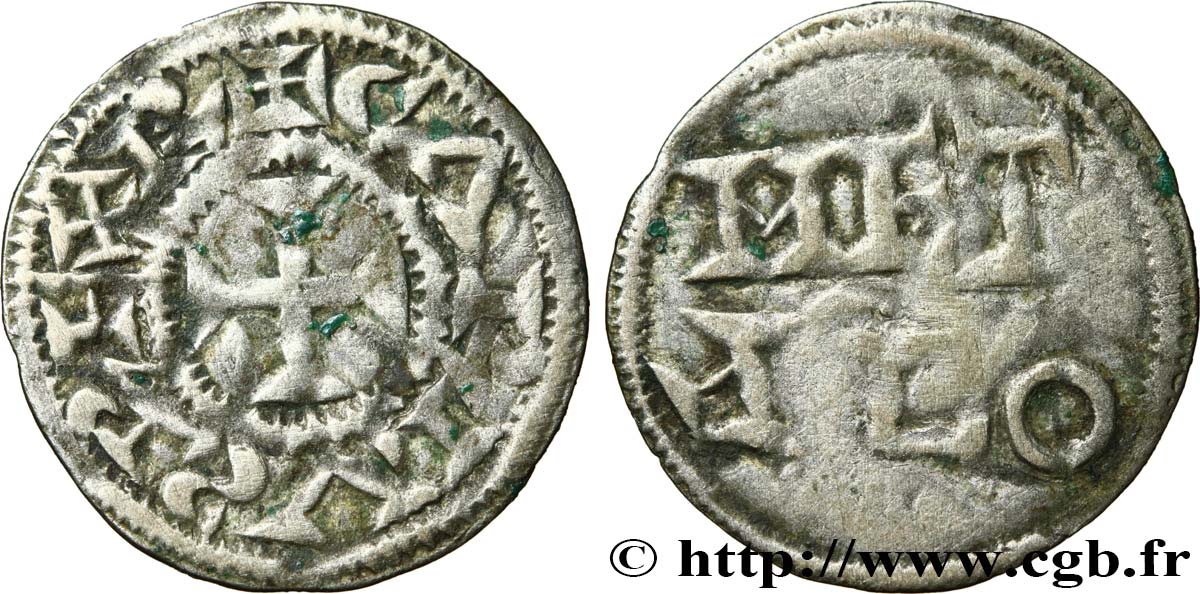 POITOU - COMTÉ DE POITOU - MONNAYAGE IMMOBILISÉ AU NOM DE CHARLES II LE CHAUVE Denier TB+