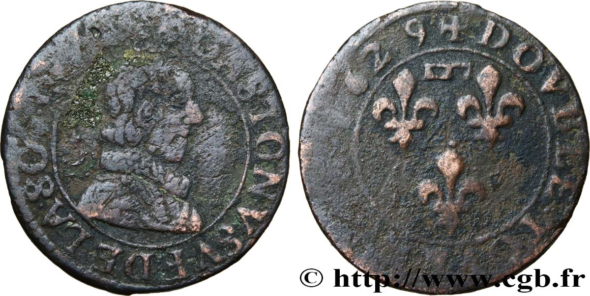 DOMBES - PRINCIPAUTÉ DE DOMBES - GASTON D&nbsp;ORLÉANS Double tournois, type 6 B+