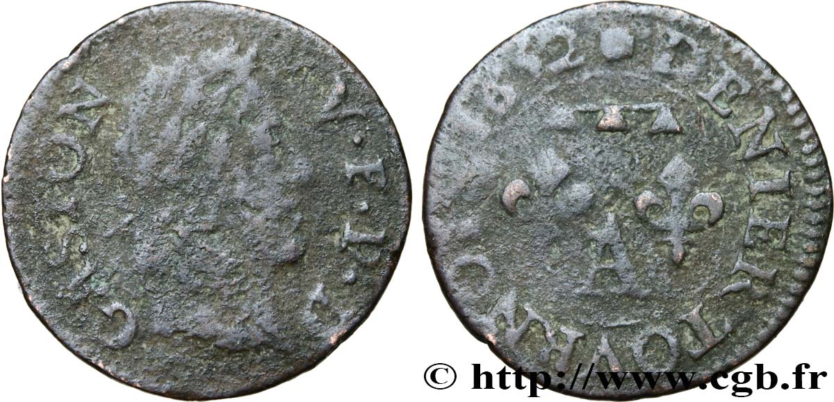 DOMBES - PRINCIPALITY OF DOMBES - GASTON OF ORLEANS Denier tournois, type 13 F