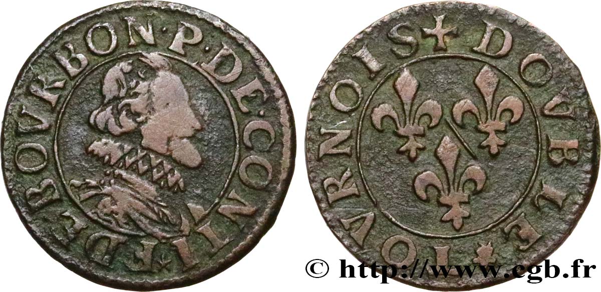 PRINCIPALITY OF CHATEAU-REGNAULT - FRANCIS OF BOURBON-CONTI Double tournois, type 14, buste A VF/VF