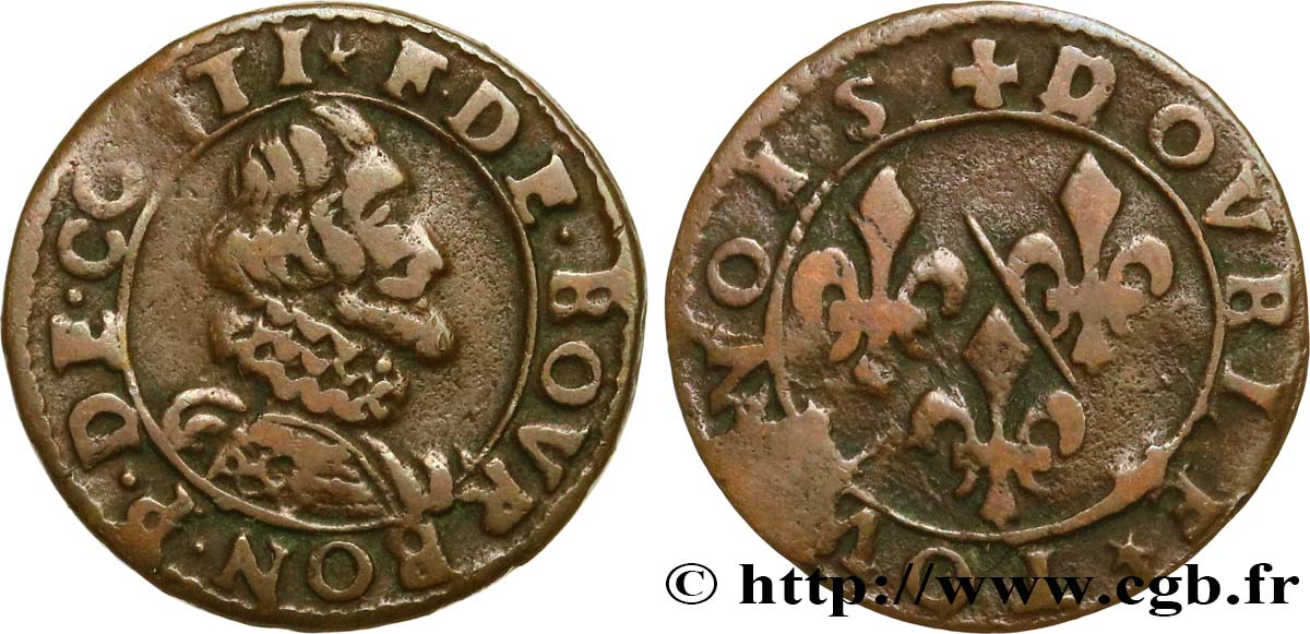 PRINCIPAUTÉ DE CHÂTEAU-REGNAULT - FRANÇOIS DE BOURBON-CONTI Double tournois, type 12 TTB/TB+