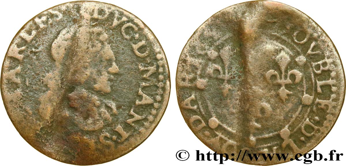 ARDENNES - PRINCIPALITY OF ARCHES-CHARLEVILLE - CHARLES II GONZAGA Double tournois, type 24 VG