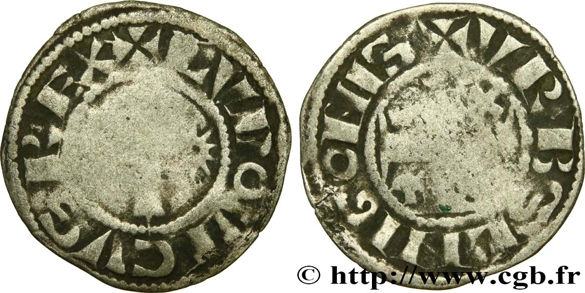LANGRES - BISHOPRIC OF LANGRES - ANONYMOUS. Immobilization in the name of Louis IV d Outremer or Transmarinus Denier F
