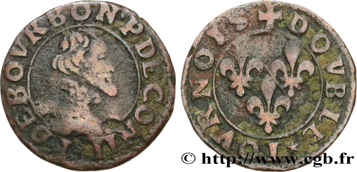 PRINCIPALITY OF CHATEAU-REGNAULT - FRANCIS OF BOURBON-CONTI Double tournois, type 13 VG/F