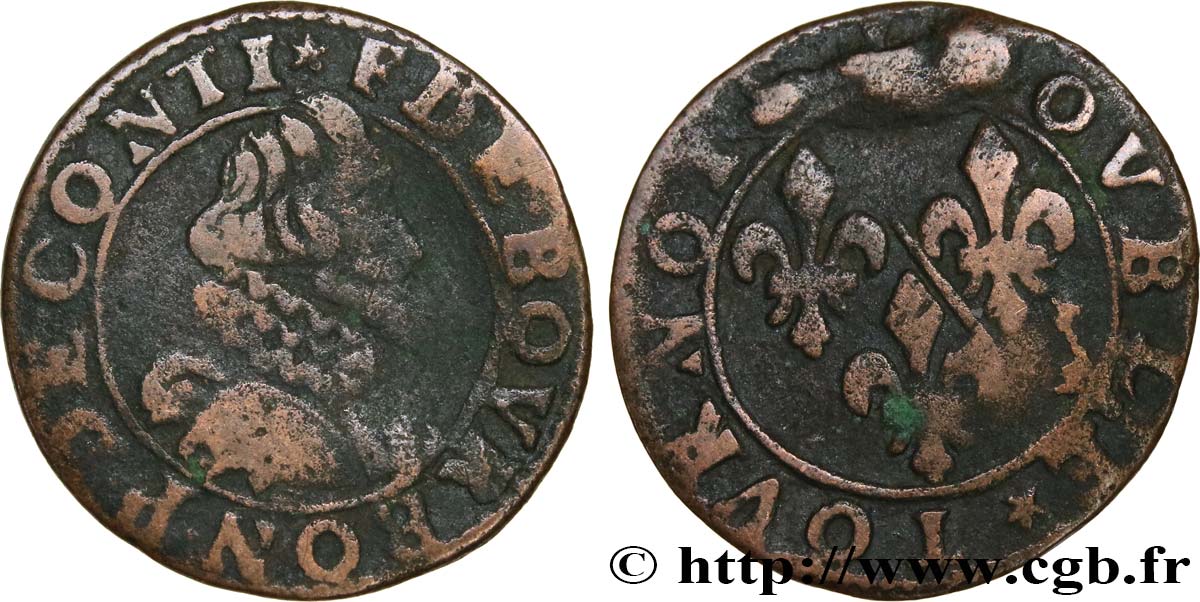 PRINCIPALITY OF CHATEAU-REGNAULT - FRANCIS OF BOURBON-CONTI Double tournois, type 12 VG