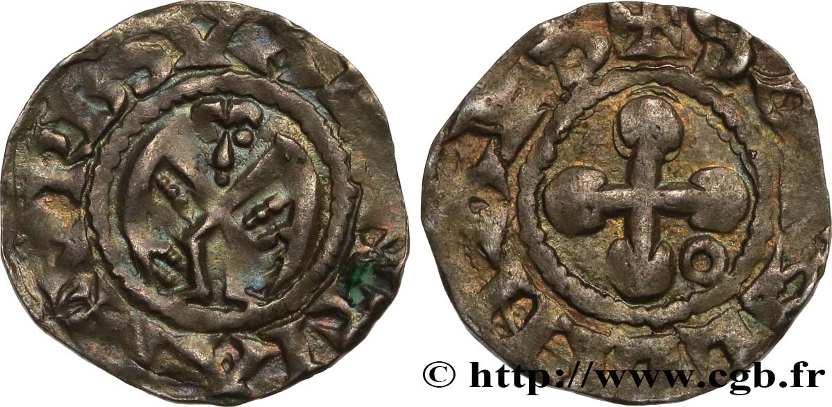 DAUPHINÉ - BISHOP OF VALENCE - ANONYMOUS COINAGE Denier AU/XF