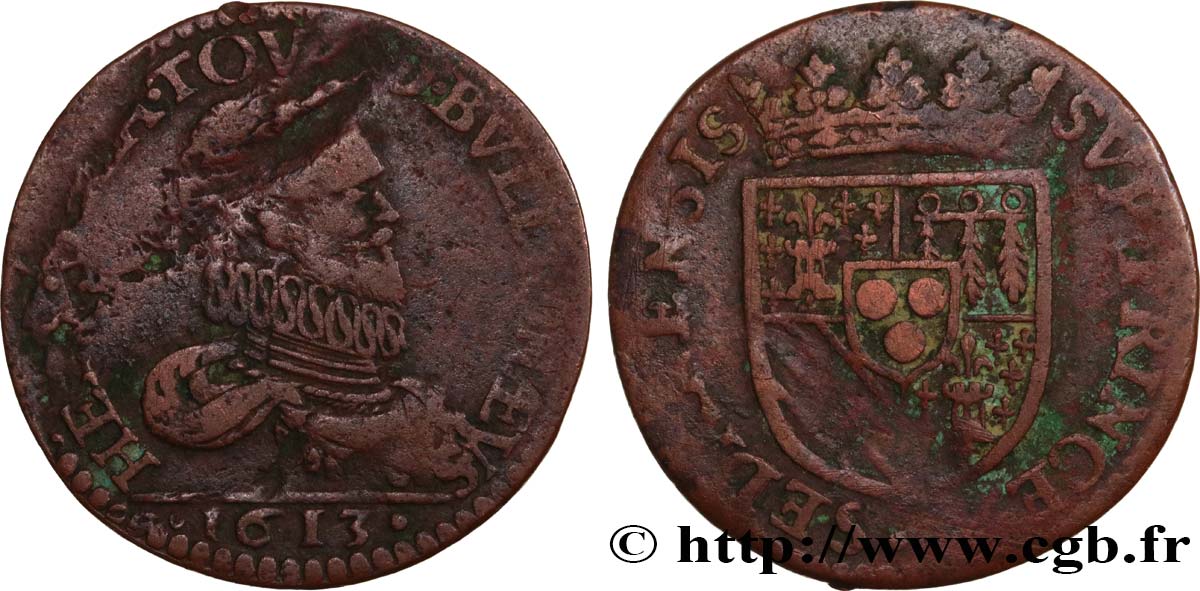 ARDENNES - PRINCIPAUTÉ DE SEDAN - HENRI DE LA TOUR D&nbsp;AUVERGNE Liard, type 3 (col fraisé) TB