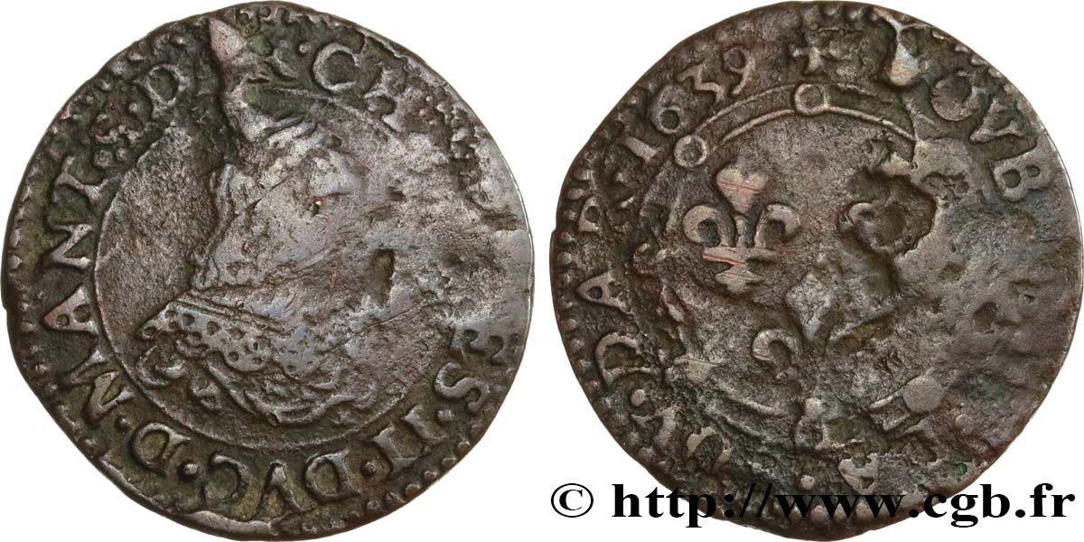 ARDENNES - PRINCIPAUTÉ SOUVERAINE D&nbsp;ARCHES-CHARLEVILLE - CHARLES II DE GONZAGUE Double tournois, type 22 B