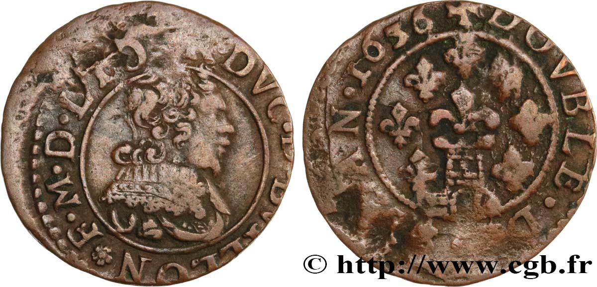 ARDENNES - PRINCIPAUTÉ DE SEDAN - FRÉDÉRIC-MAURICE DE LA TOUR D&nbsp;AUVERGNE Double tournois, type 13 (grande collerette/grande tour en bas du champ) TTB