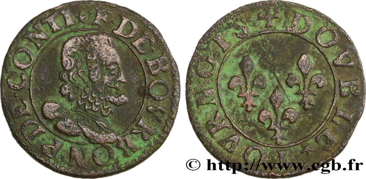 PRINCIPAUTÉ DE CHÂTEAU-REGNAULT - FRANÇOIS DE BOURBON-CONTI Double tournois, type 15, buste A TTB