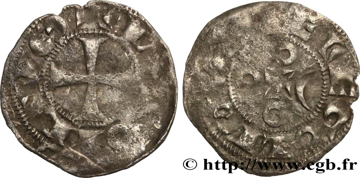 ANGOUMOIS - COUNTY OF ANGOULÊME, in the name of Louis IV called  d Outremer  or  Transmarinus  (936-954) Denier anonyme VG
