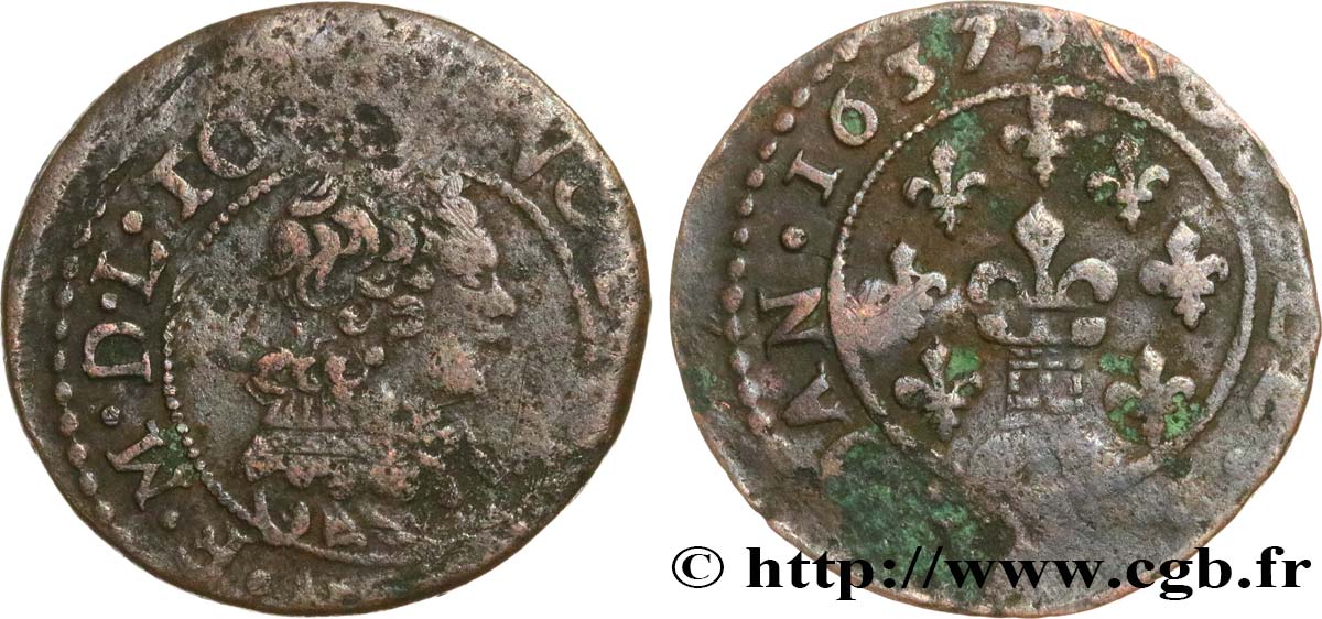 PRINCIPAUTY OF SEDAN - FREDERIC-MAURICE OF LA TOUR D&nbsp;AUVERGNE Double tournois, type 13 (grande collerette/grande tour en bas du champ) VG