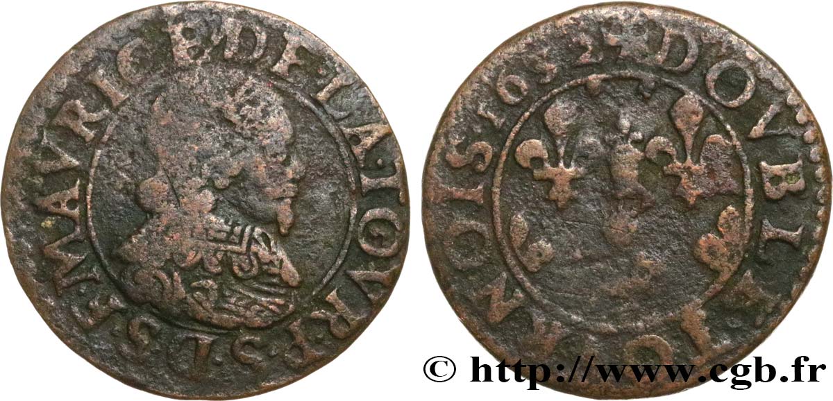 PRINCIPAUTY OF SEDAN - FREDERIC-MAURICE OF LA TOUR D&nbsp;AUVERGNE Double tournois, type 11 (grande collerette/petite tour) VF