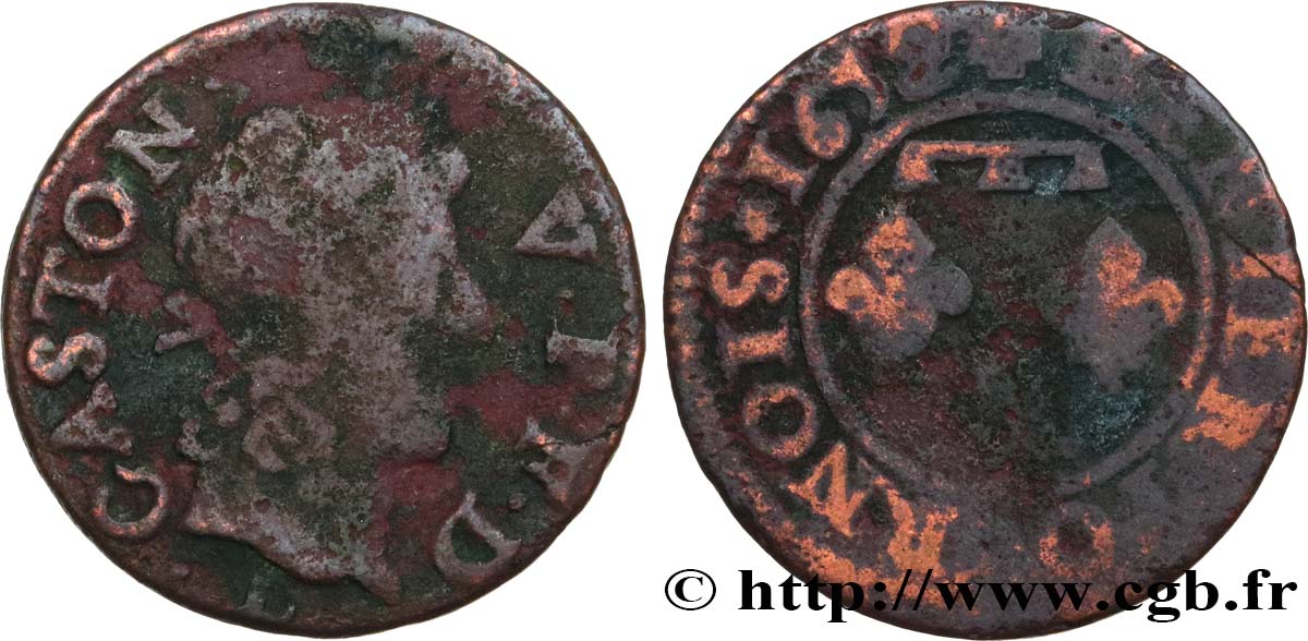 DOMBES - PRINCIPALITY OF DOMBES - GASTON OF ORLEANS Denier tournois, type 13 VG