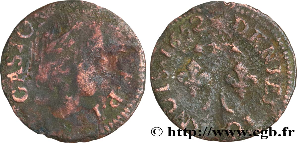 DOMBES - PRINCIPAUTÉ DE DOMBES - GASTON D ORLÉANS Denier tournois, type 13 B
