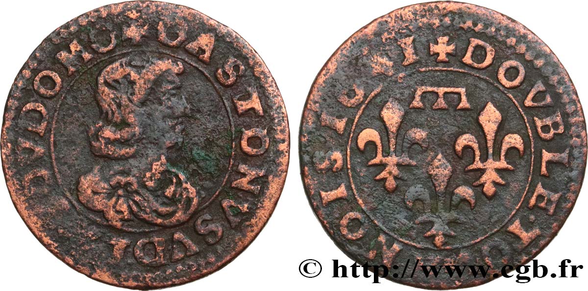 DOMBES - PRINCIPALITY OF DOMBES - GASTON OF ORLEANS Double tournois, type 16 VF/XF