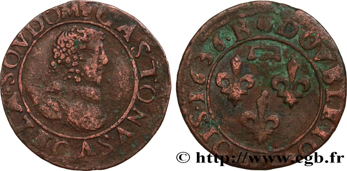 PRINCIPAUTY OF DOMBES - GASTON OF ORLEANS Double tournois, type 8 BC+/MBC