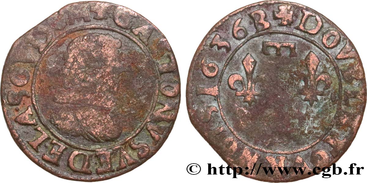 PRINCIPAUTY OF DOMBES - GASTON OF ORLEANS Double tournois, type 8 RC+