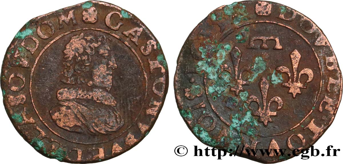 DOMBES - PRINCIPALITY OF DOMBES - GASTON OF ORLEANS Double tournois, type 8 VF/F
