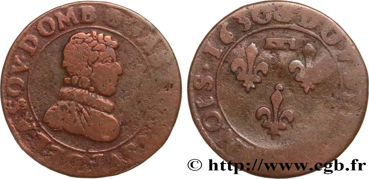 PRINCIPAUTY OF DOMBES - GASTON OF ORLEANS Double tournois, type 7 fS