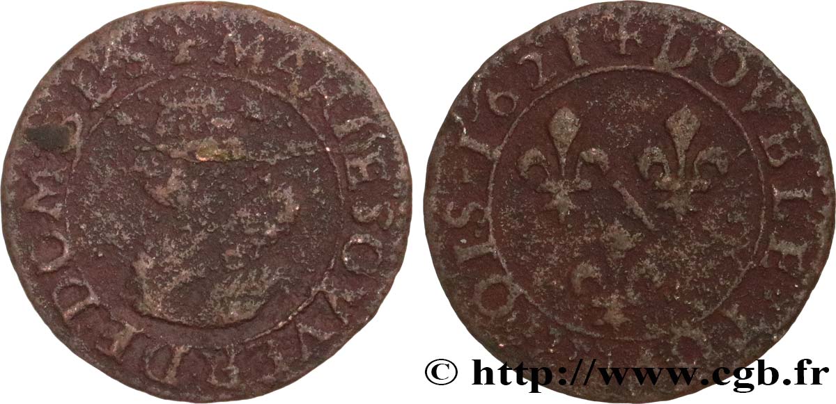 DOMBES - PRINCIPAUTÉ DE DOMBES - MARIE DE BOURBON-MONTPENSIER Double tournois B/B+