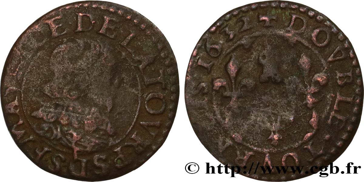 PRINCIPAUTY OF SEDAN - FREDERIC-MAURICE OF LA TOUR D AUVERGNE Double tournois, type 11 (grande collerette/petite tour) F