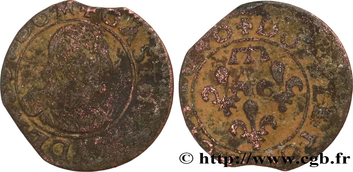 DOMBES - PRINCIPALITY OF DOMBES - GASTON OF ORLEANS Double tournois, type 14 VG