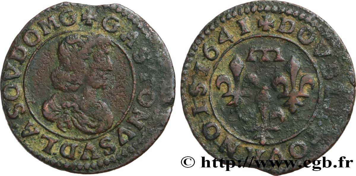 PRINCIPAUTY OF DOMBES - GASTON OF ORLEANS Double tournois, type 16 MB