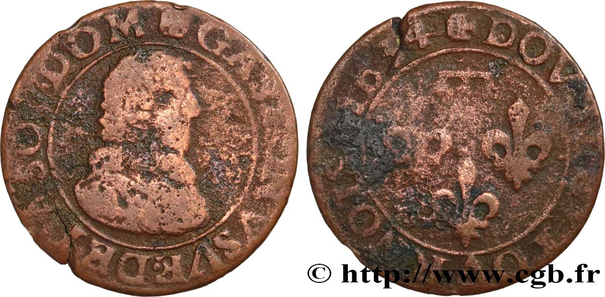 PRINCIPAUTY OF DOMBES - GASTON OF ORLEANS Double tournois, type 8 B