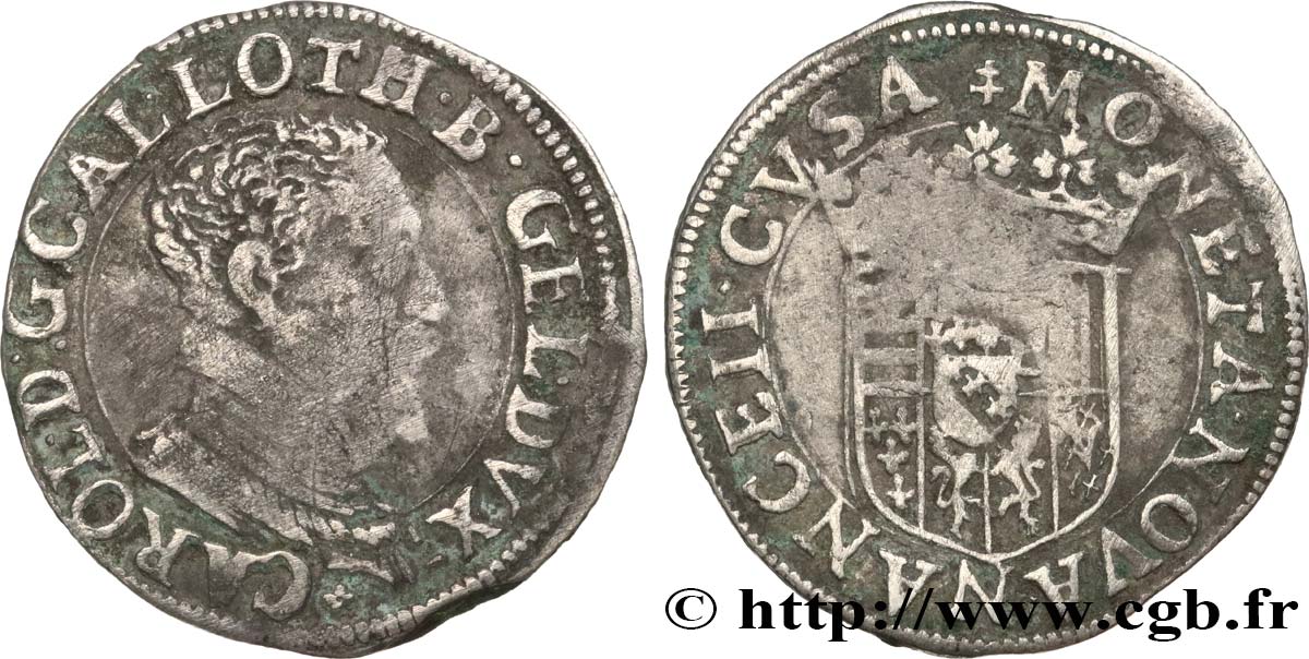 DUCHY OF LORRAINE - CHARLES III LE GRAND DUC Teston, buste vieilli, col plat VF