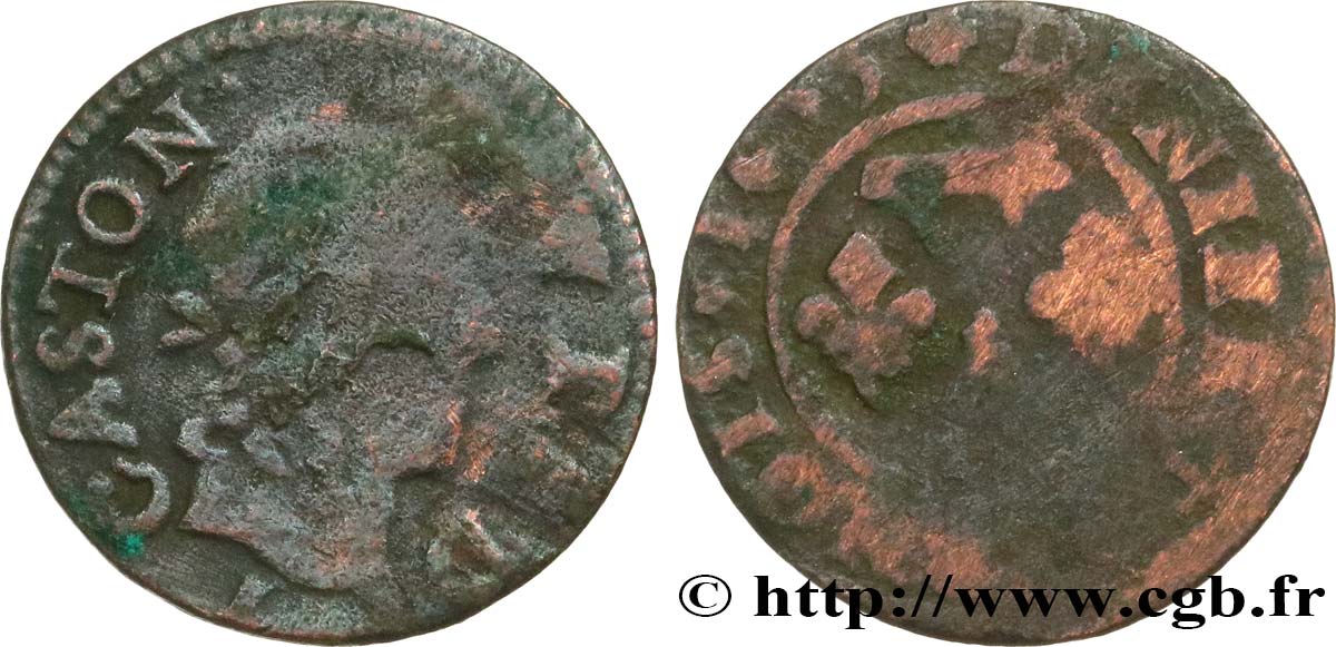 PRINCIPAUTY OF DOMBES - GASTON OF ORLEANS Denier tournois, type 13 VG