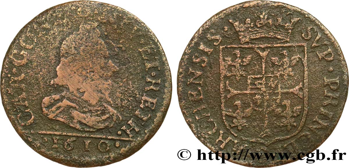 ARDENNES - PRINCIPAUTY OF ARCHES-CHARLEVILLE - CHARLES I OF GONZAGUE Liard, type 3A VG/F