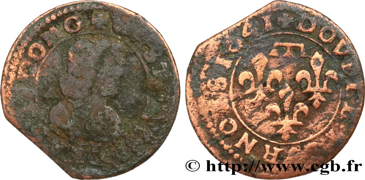 PRINCIPAUTY OF DOMBES - GASTON OF ORLEANS Double tournois, type 16 VG/F