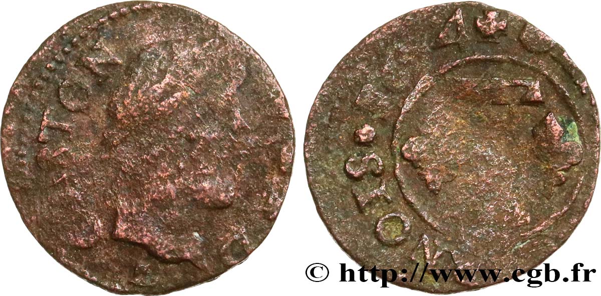 PRINCIPAUTY OF DOMBES - GASTON OF ORLEANS Denier tournois, type 13 BC+