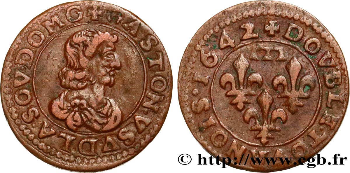 DOMBES - PRINCIPAUTÉ DE DOMBES - GASTON D ORLÉANS Double tournois, type 16 TTB