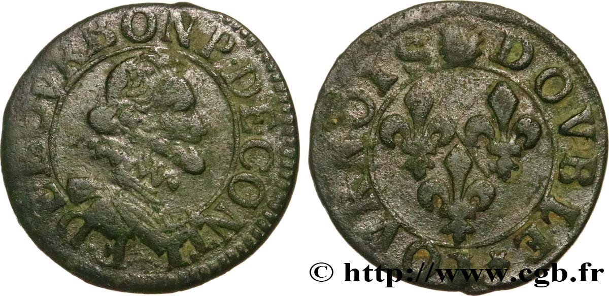 PRINCIPALITY OF CHATEAU-REGNAULT - FRANCIS OF BOURBON-CONTI Double tournois, type 14, buste A F
