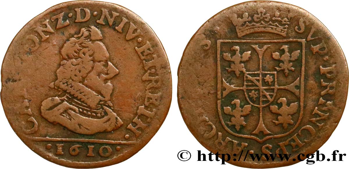 ARDENNES - PRINCIPAUTY OF ARCHES-CHARLEVILLE - CHARLES I OF GONZAGUE Liard, type 3A S
