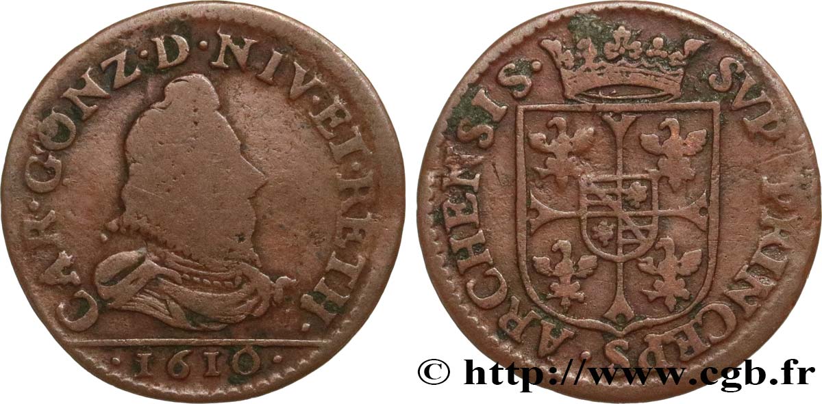 ARDENNES - PRINCIPALITY OF ARCHES-CHARLEVILLE - CHARLES I GONZAGA Liard, type 3A F/VF