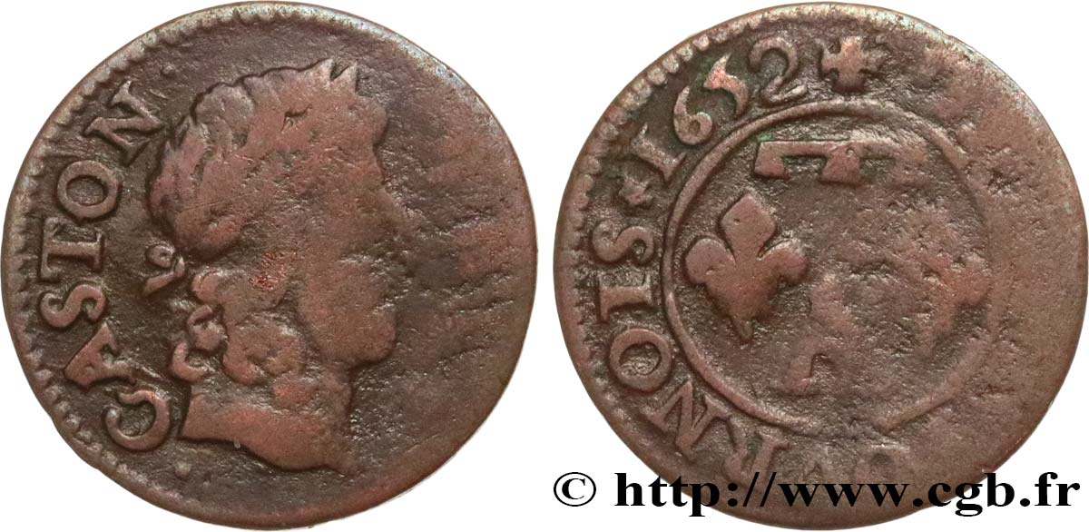 DOMBES - PRINCIPALITY OF DOMBES - GASTON OF ORLEANS Denier tournois, type 13 VF