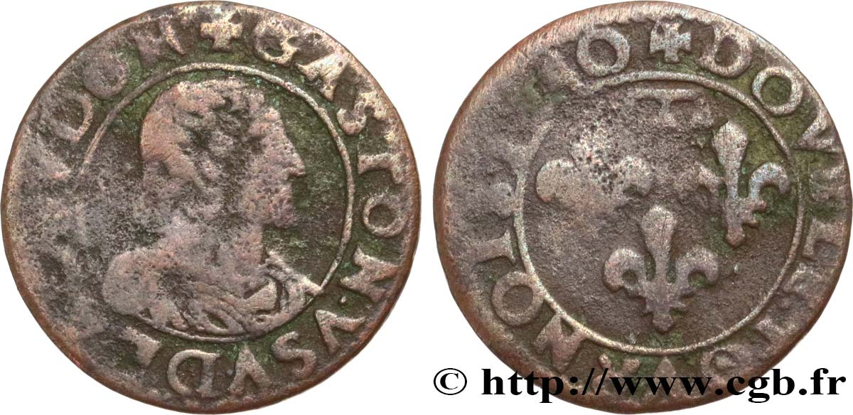 DOMBES - PRINCIPALITY OF DOMBES - GASTON OF ORLEANS Double tournois, type 14 VG
