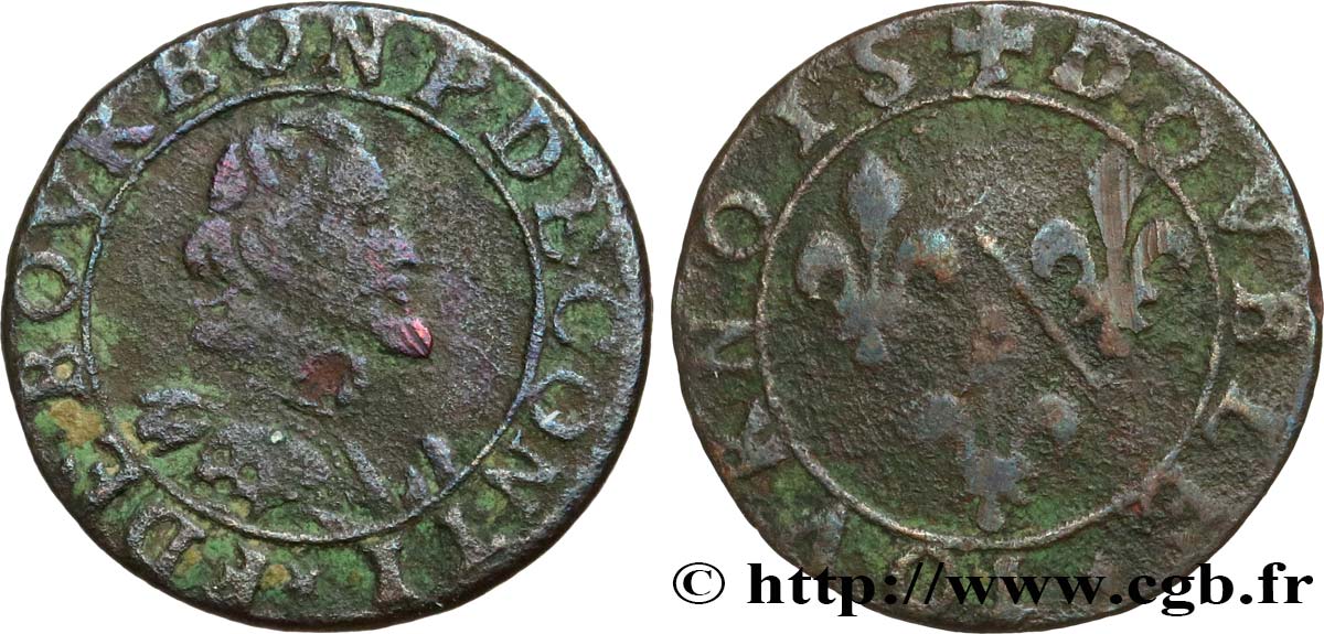 PRINCIPALITY OF CHATEAU-REGNAULT - FRANCIS OF BOURBON-CONTI Double tournois, type 14, buste A F