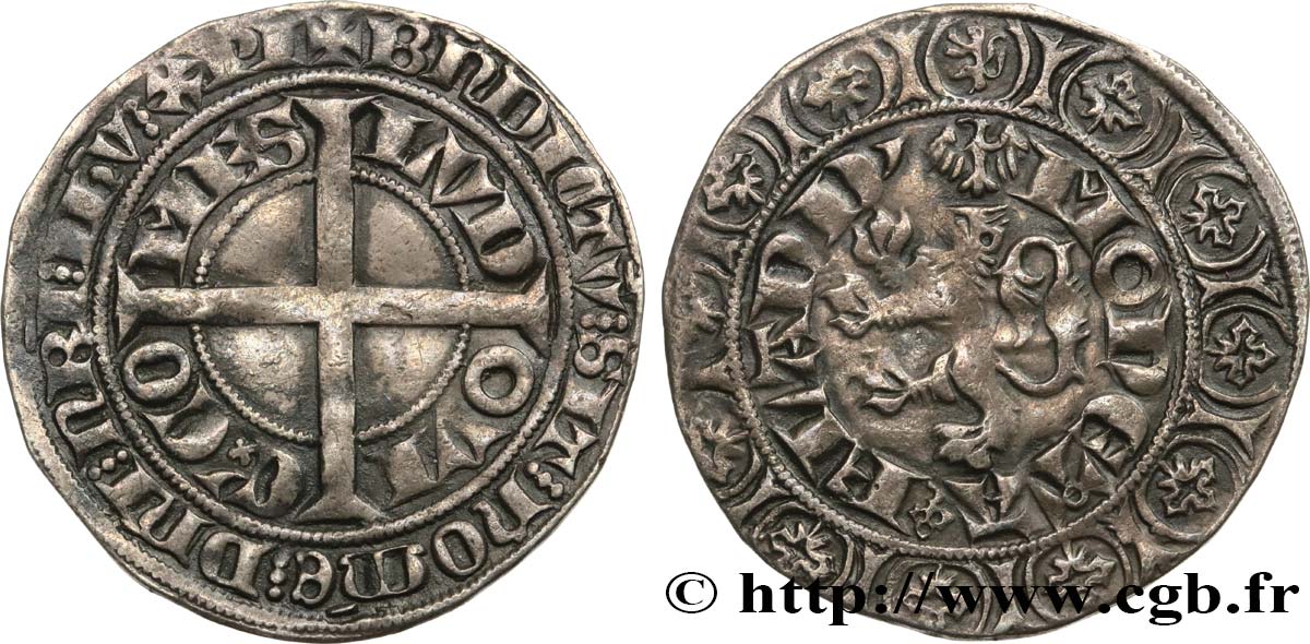 FLANDERS - COUNTY OF FLANDERS - LOUIS I OF CRÉCY - LOUIS II Gros compagnon au lion XF