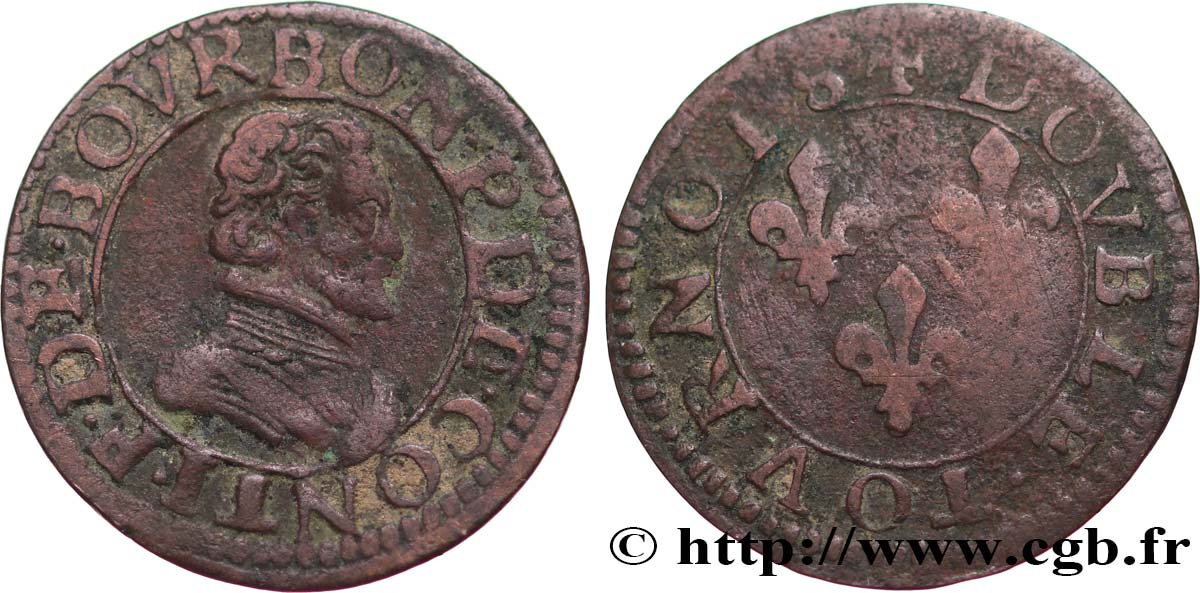 PRINCIPALITY OF CHATEAU-REGNAULT - FRANCIS OF BOURBON-CONTI Double tournois, type 18 VF/VG