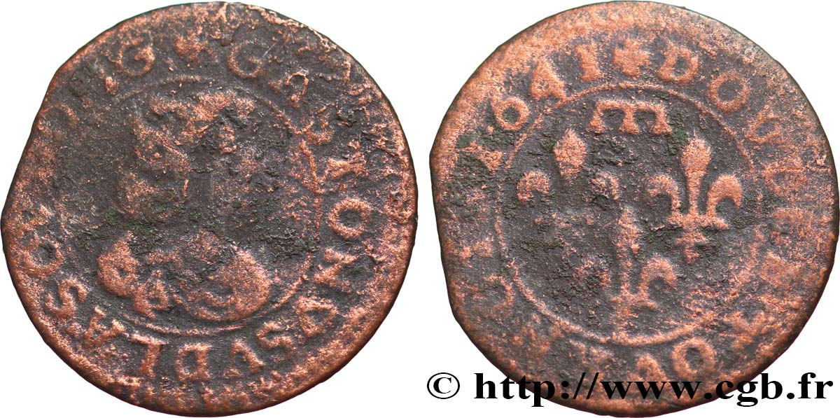 DOMBES - PRINCIPAUTÉ DE DOMBES - GASTON D ORLÉANS Double tournois, type 16 B+
