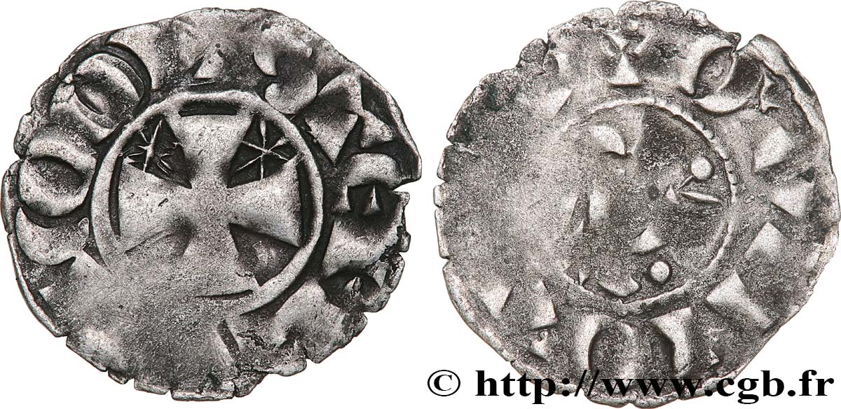 BRITTANY - COUNTY OF PENTHIÈVRE - ANONYMOUS. Coinage minted in the name of Etienne I  Denier VF/VF