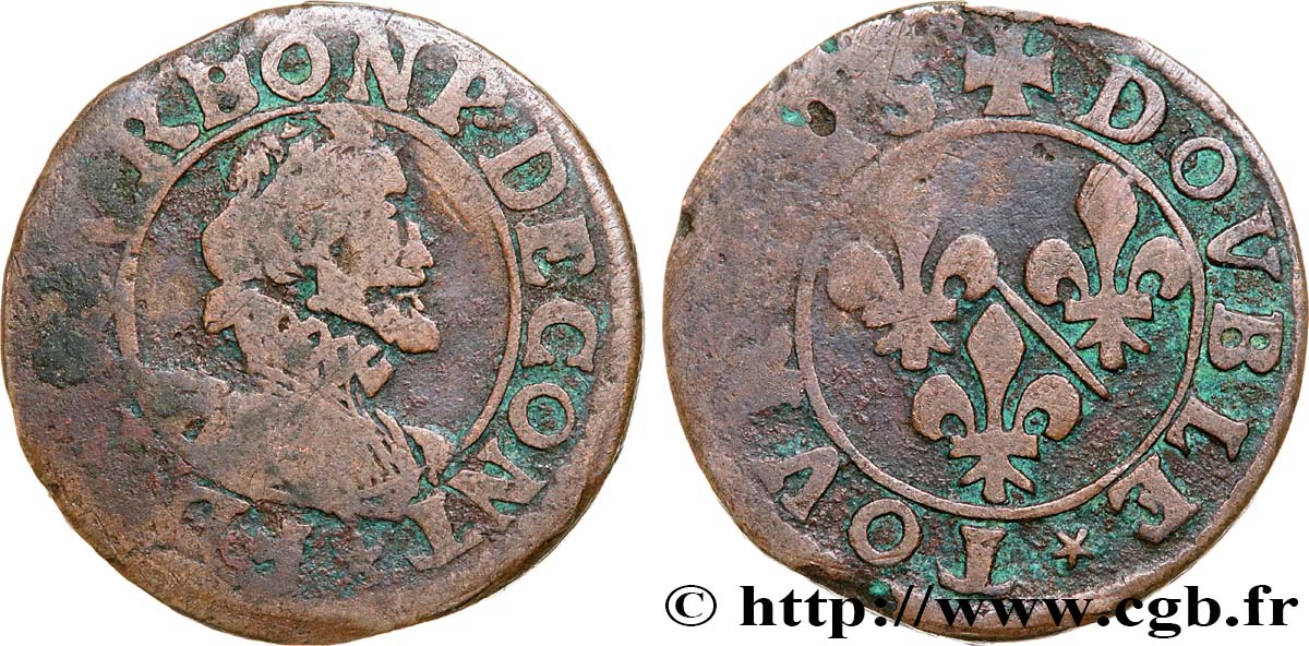 PRINCIPALITY OF CHATEAU-REGNAULT - FRANCIS OF BOURBON-CONTI Double tournois, type 14, buste A VG