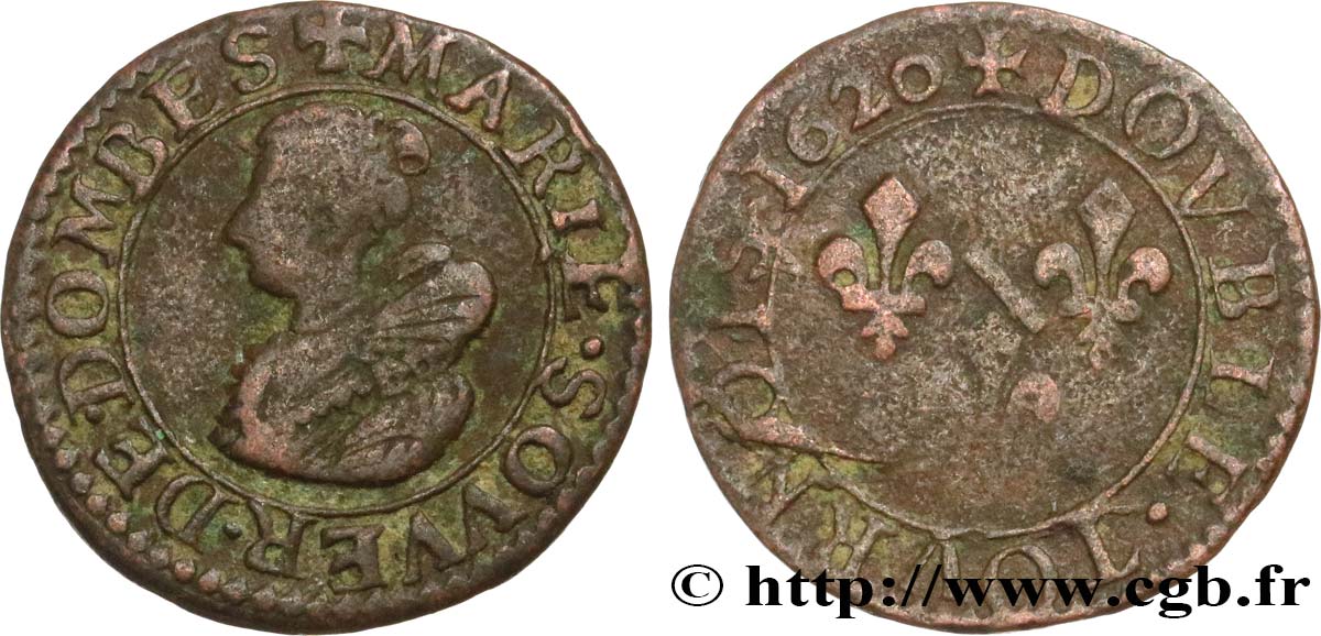 PRINCIPAUTY OF DOMBES - MARIE OF BOURBON-MONTPENSIER Double tournois VF