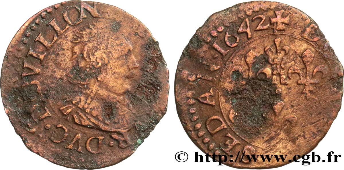 ARDENNES - PRINCIPAUTÉ DE SEDAN - FRÉDÉRIC-MAURICE DE LA TOUR D&nbsp;AUVERGNE Double tournois, type 14 (grande collerette/petite tour en haut du champ) B+