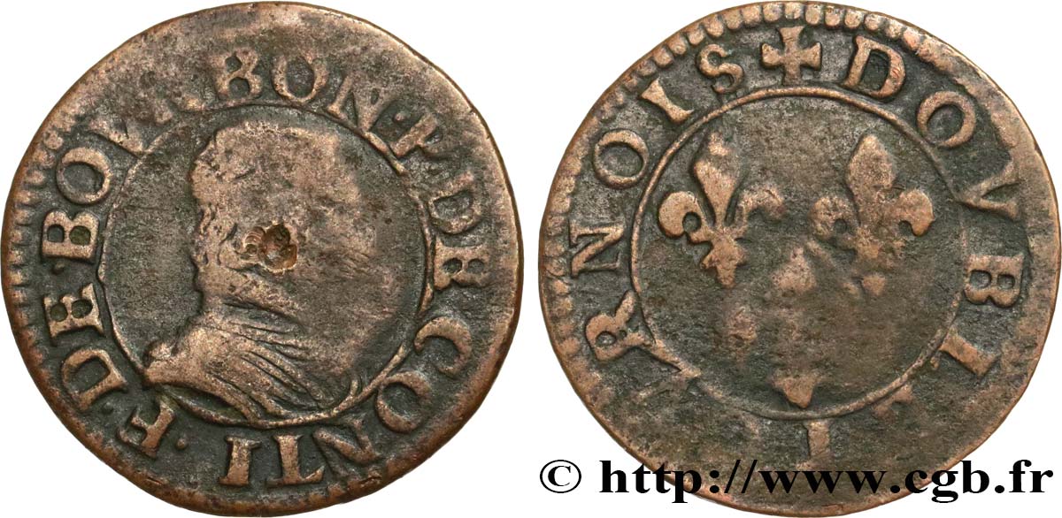 PRINCIPAUTÉ DE CHÂTEAU-REGNAULT - FRANÇOIS DE BOURBON-CONTI Double tournois, type 18 TB+/TB